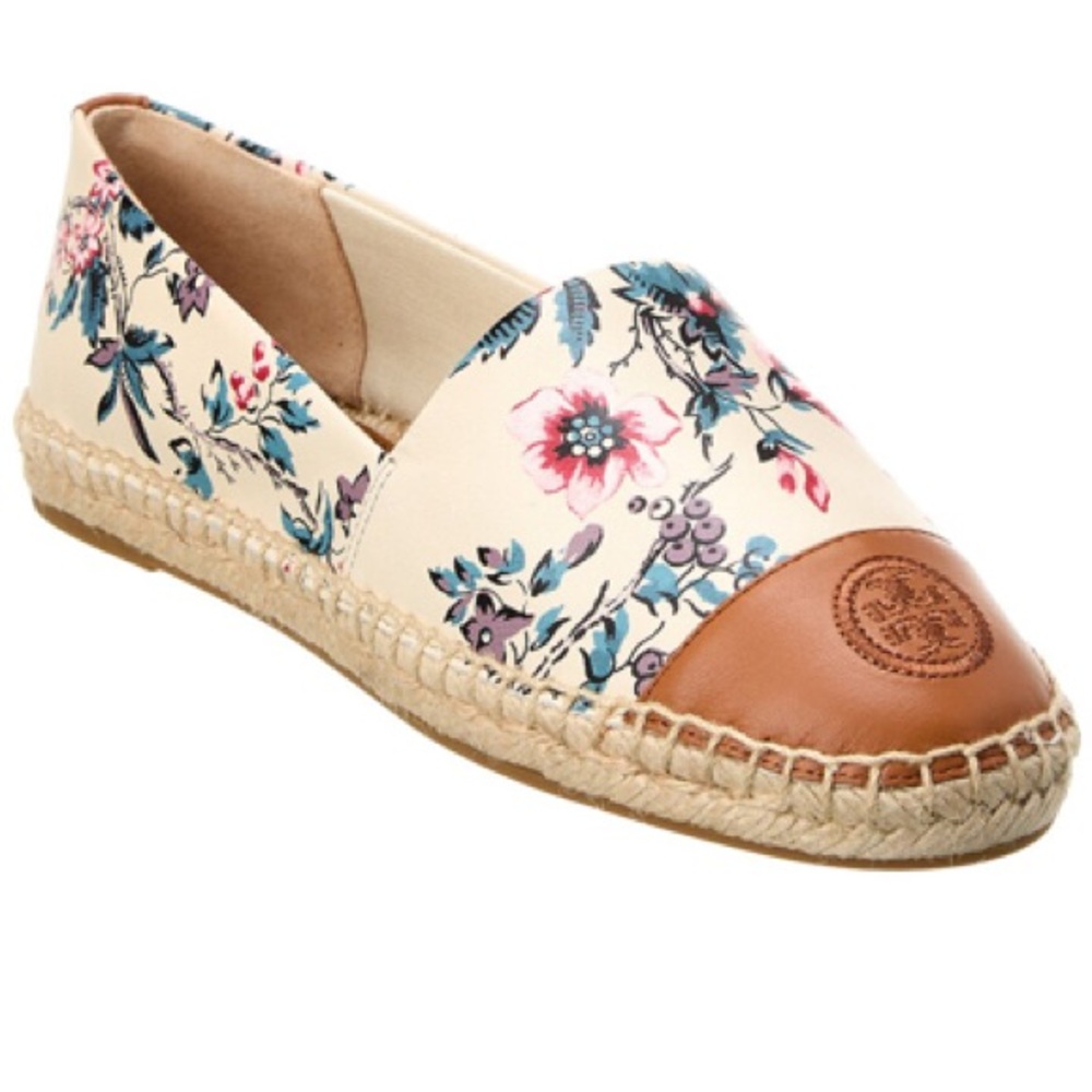 Tory Burch leather floral print espadrilles
